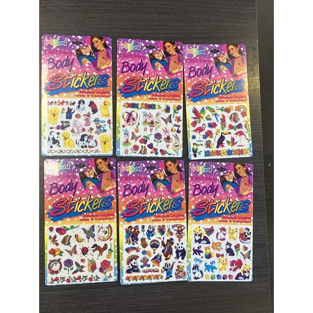 Vintage Lisa Frank Lot of 6 Packs Body Stickers Temporary Tattoos Transfers New